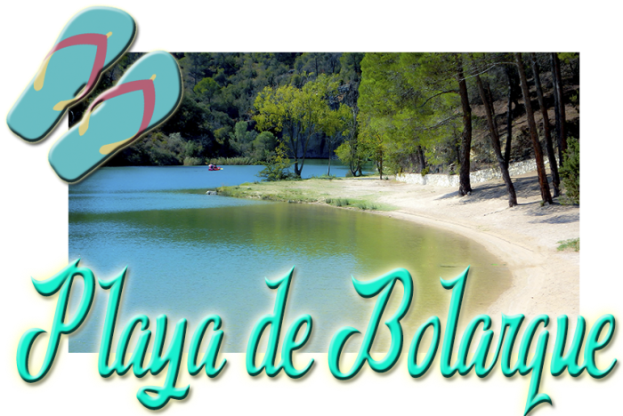 Playa de Bolarque zona de arena pinos banistas disfrutando del embalse Guadalajara